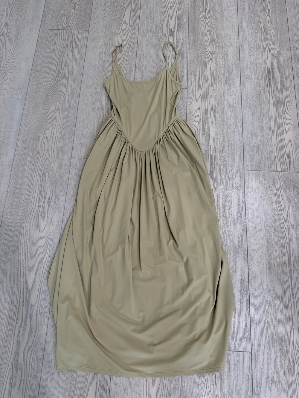 Ciao Lucia taupe Maxi Dress with Spaghetti Straps